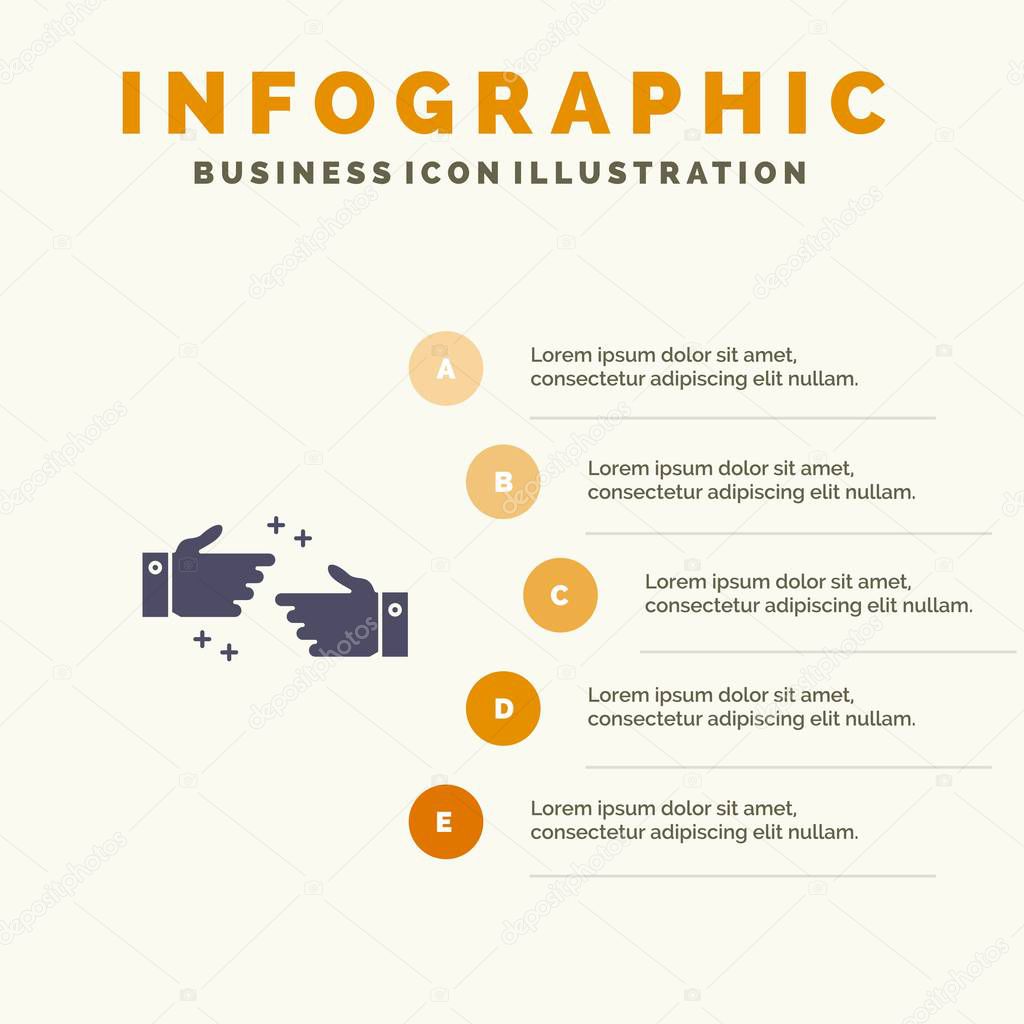 Handshake, Done, Ok, Business Solid Icon Infographics 5 Steps Pr