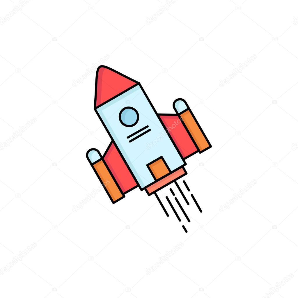 space craft, shuttle, space, rocket, launch Flat Color Icon Vect