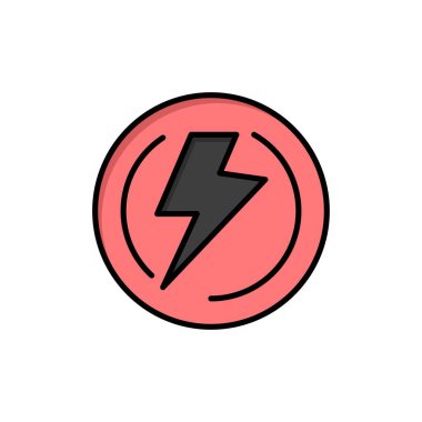 Cıvata, ışık, voltaj, sanayi, güç düz renk simgesi. Vektör i