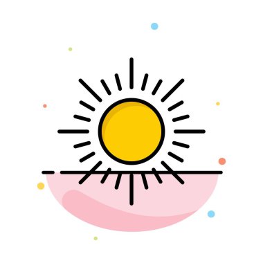 Güneş, Gündoğumu, Sunset Soyut Düz Renk Simgesi Şablon