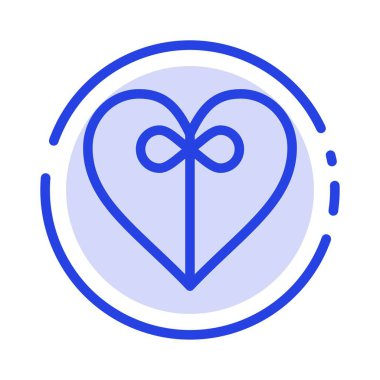 Kalp, Hediye, Kurdele Mavi Noktalı Çizgi Simgesi