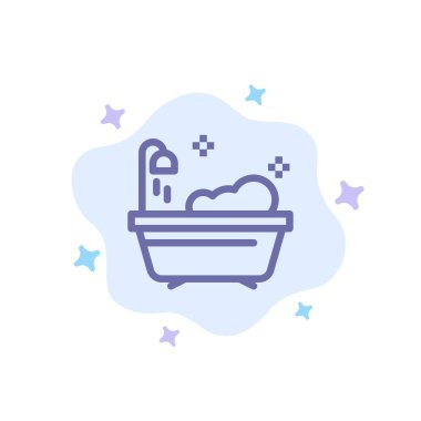 Banyo, Temiz, Soyut Bulut Arka Plan Üzerinde Duş Mavi Simge