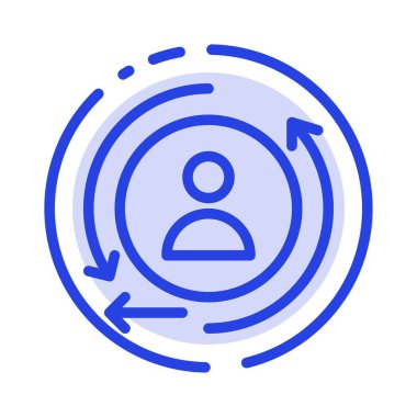 Dijital, Pazarlama, Yeniden Pazarlama Mavi Noktalı Çizgi Hattı Simgesi