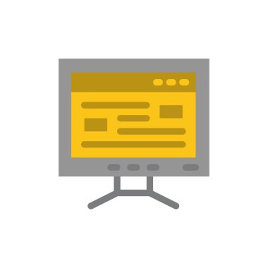 Bilgisayar, Online, Çalışma, Eğitim Düz Renk Simgesi. Vektör simgesi