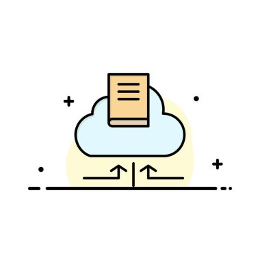 Bulut, Ok, Kitap, Defter İş Logo Şablonu. Düz Renk