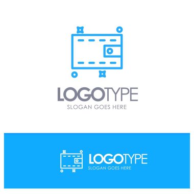 Cüzdan, Para, Cash Blue Outline Logo Yeri Sloganı için