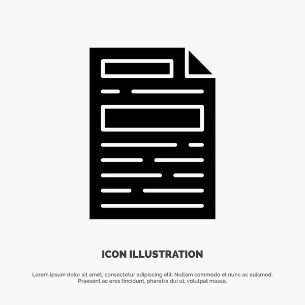 File, document, design solid glyph icon vektor — Stockvektor