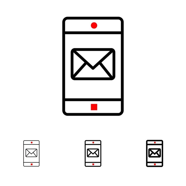 Приложение, Мобильное, Мобильное Приложение, Почта Смелая и тонкая blac — стоковый вектор