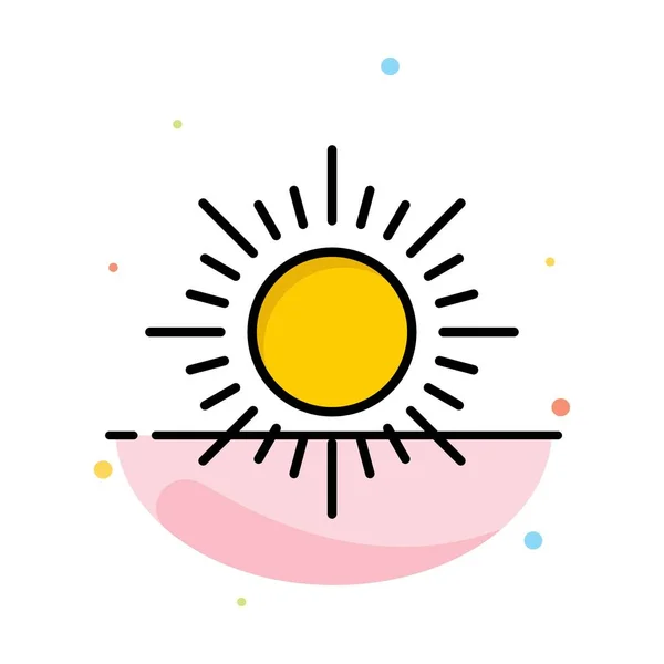Sonne, Sonnenaufgang, Sonnenuntergang abstrakte flache Farbsymbolvorlage — Stockvektor