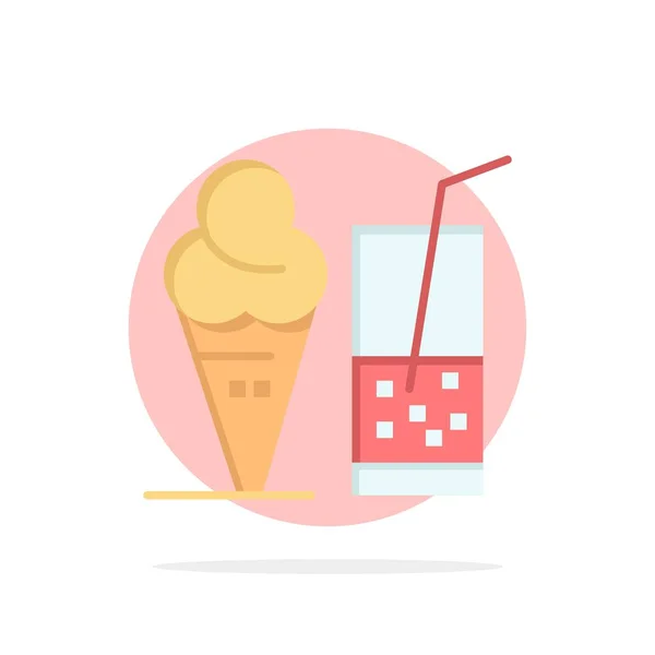 ドリンク, アイスクリーム, 夏, ジュース抽象サークルの背景 フラット — ストックベクタ
