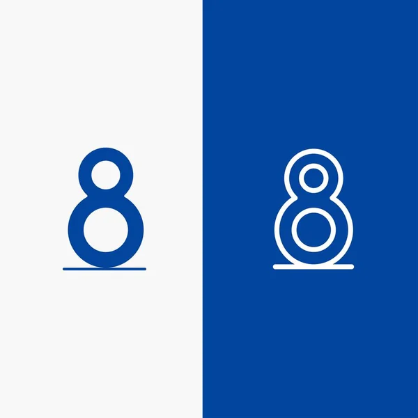 8, 8, 8, Línea y Glifo Icono sólido Banner azul — Vector de stock