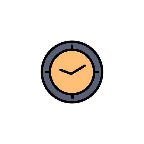 Néz, idő, időzítő, óra üzleti logo sablon. Síkszín — Stock Vector