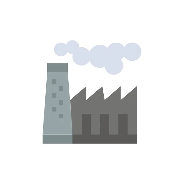 Factory, Pollution, Production, Smoke  Flat Color Icon. Vector i — Stock Vector