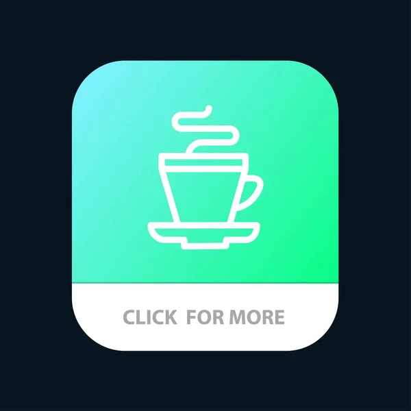 Çay Fincan Kahve Hint Mobil Uygulama Düğmesi Android Ios Line — Stok Vektör