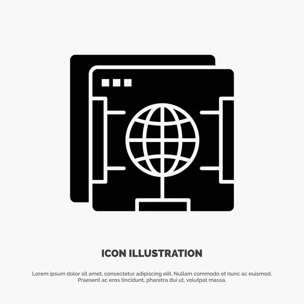 Brower, Internet, Web, Globe Solid Black Glyph Icône — Image vectorielle