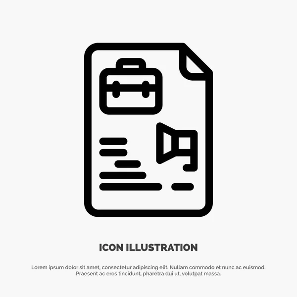 Vector de icono de línea de bolsa, Archivo, Documento, Trabajo — Vector de stock