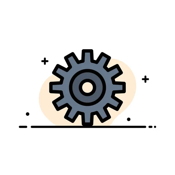 Ingranaggio, impostazione, ruota, Cogs Business Flat Line Icona riempita Vecto — Vettoriale Stock