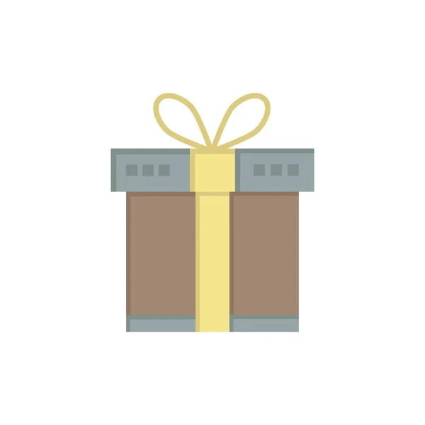 Geschenk, Schachtel, Einkaufen, Band flache Farbe Symbol. Banner mit Vektorsymbol — Stockvektor