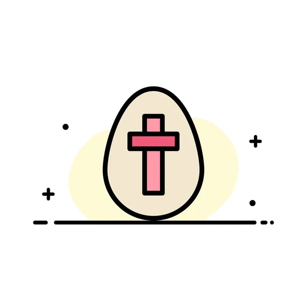 Яйце Великдень Свято Знак Бізнес Плоска Лінія Заповнена Іконка Векторний — стоковий вектор