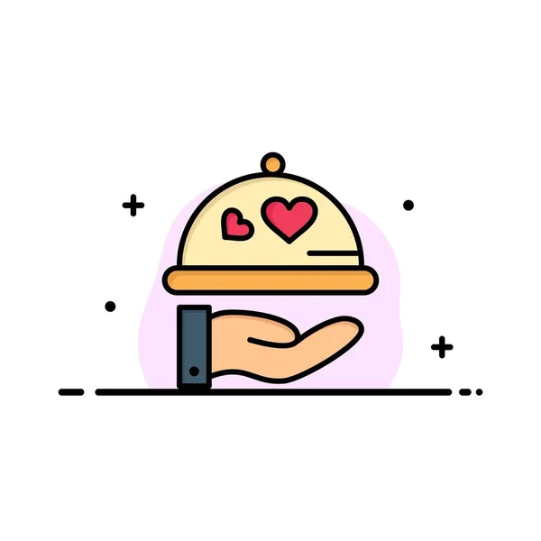 Dish, Love, Wedding, Heart Business Logo Template. Flat Color — Stock Vector