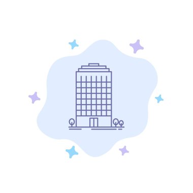 Soyut Bulut Backg'de Bina, Ofis, Kule, Uzay Mavisi Simgesi