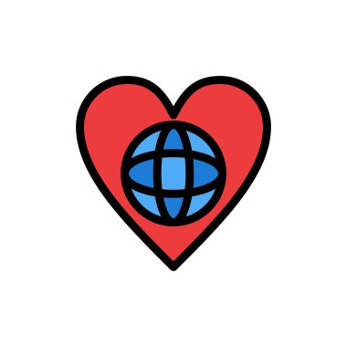 Ekoloji, Çevre, Dünya, Kalp, Düz Renk Simgesi gibi. Vecto