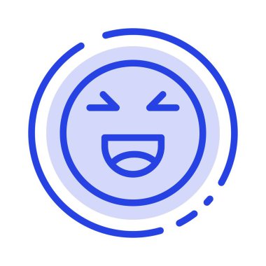 Sohbet, Emojis, Gülümseme, Mutlu Mavi Noktalı Çizgi Simgesi