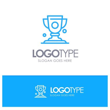 Başarı, Kupa, Ödül, Trophy Blue anahat Logo için yer