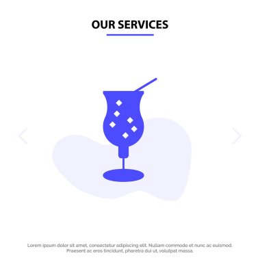 Hizmetlerimiz Web katı glif simge Web kartı şablonu