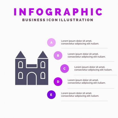 Büyük, Katedral, Kilise, Çapraz Katı Simge Infographics 5 Adımlar Pr