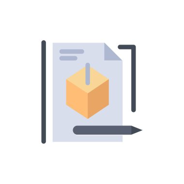 Dosya, Kutu, Kalem, Teknoloji Düz Renk Simgesi. Vektör simgesi bann