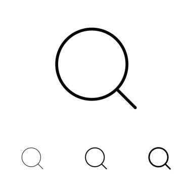 Arama, Büyütme, Araç, Max Kalın ve ince siyah çizgi simgesi seti