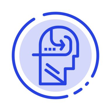 Öğrenme, Beceri, Zihin, Kafa Mavi Noktalı Çizgi Simgesi