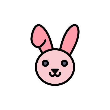 Tavşan, Paskalya, tavşan düz renk simgesi. Vektör simgesi Banner Templ