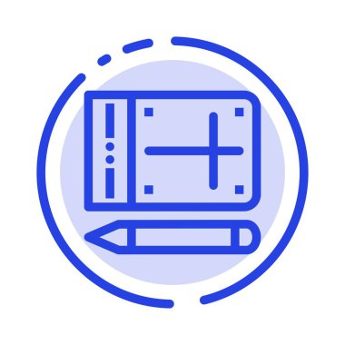 Mobil, Kalem, Online, Eğitim Mavi Noktalı Çizgi Hattı Simgesi
