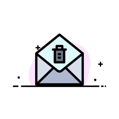 Posta, Mesaj, İş Düz Satır Dolu Simge Vektör Yasağı silme