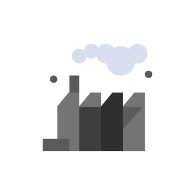 Enerji, kirlilik, fabrika düz renk simgesi. Vektör simgesi afiş 