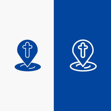 Konum, Harita, Paskalya, Pin Line ve Glyph Solid simgesi Mavi afiş