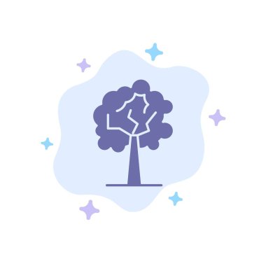 Ağaç, Bitki, Soyut Bulut Arka Plan Üzerinde Büyüme Mavi Simge