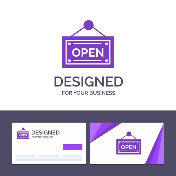 Creative Business Card and Logo template Open, Shop, Board Vecto — Stock Vector