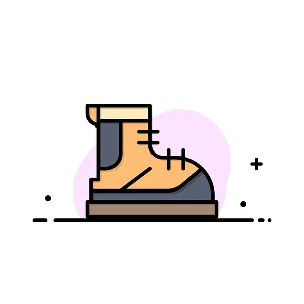 Bottes, Randonneur, Randonnée, Piste, Boot Business Flat Line Filled Ico — Image vectorielle