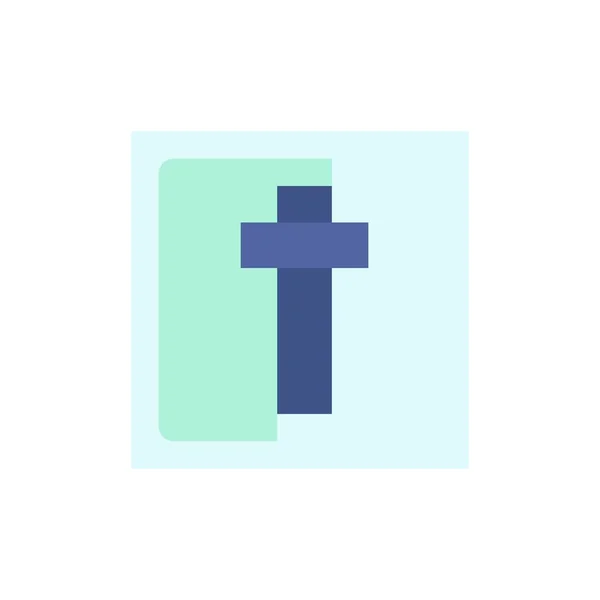 Cross, påsk, semester, underteckna platt färg ikon. Vektor ikon Banne — Stock vektor