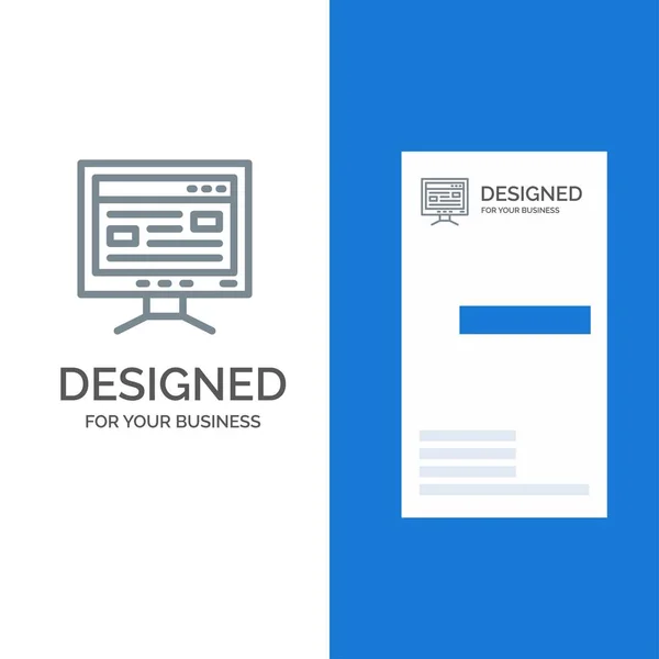 Υπολογιστής, online, μελέτη, εκπαίδευση γκρι λογότυπο σχεδιασμός και επιχειρήσεις — Διανυσματικό Αρχείο