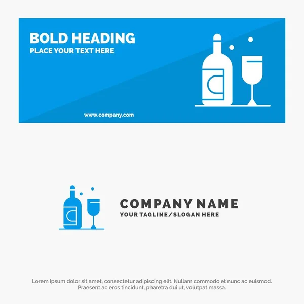 Bouteille, verre, Irlande SOlid Icon Website Banner and Business Lo — Image vectorielle
