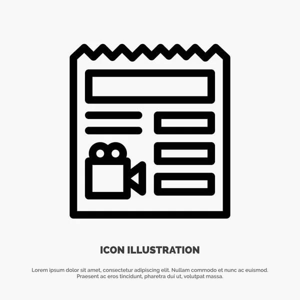 Documento, Básico, Vídeo, Vector de iconos de línea de cámara — Vector de stock