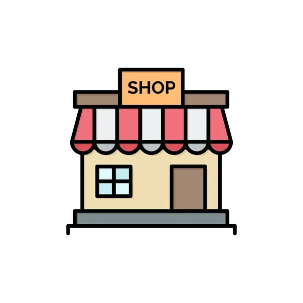 Boutique, Store, Online, Store, Market Flat Color Icon. Icône vectorielle — Image vectorielle