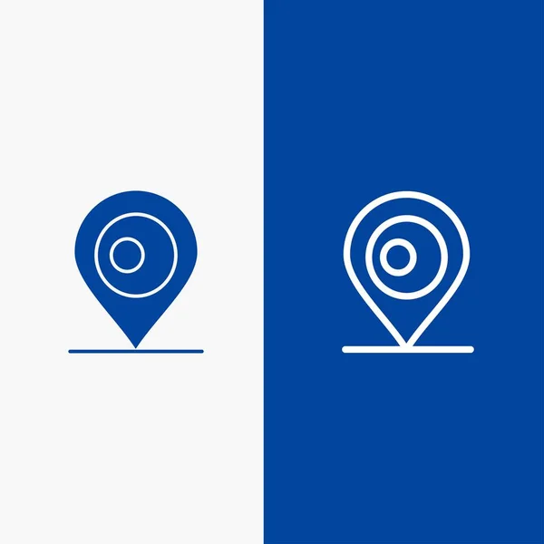 Τοποθεσία, Χάρτης, Μπαγκλαντές γραμμή και γλύφου συμπαγές εικονίδιο μπλε banner — Διανυσματικό Αρχείο