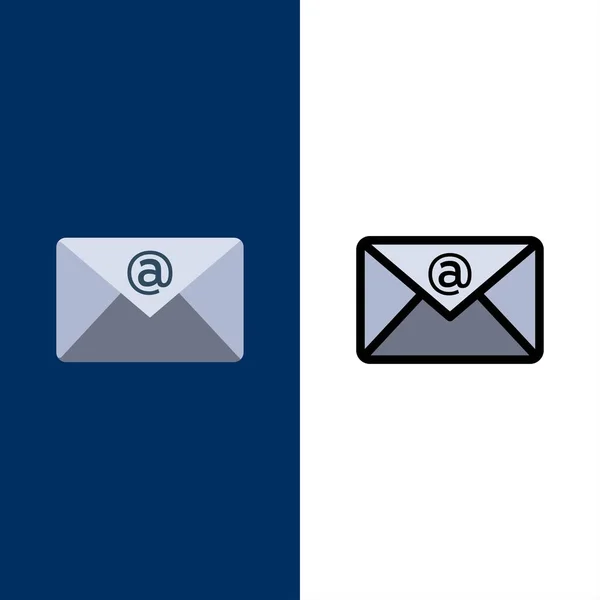 E-mail, bejövõ, mail Icons. Lapos és sorkitöltött ikonkészlet vektor — Stock Vector