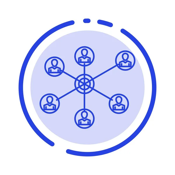 Wlan, Internet, Social, Group Blue Dotted Line Line Icon — 스톡 벡터