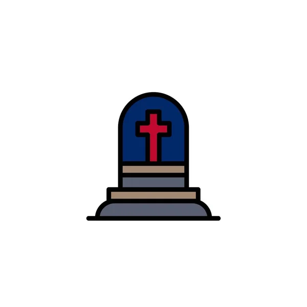 Śmierć, grób, nagrobek, szablon logo firmy RIP. Płaski kolor — Wektor stockowy